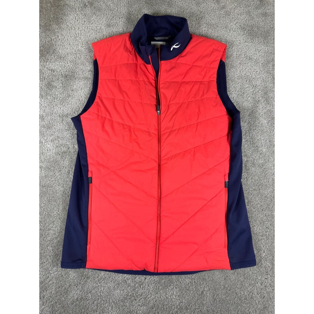KJUS Men Release Vest Red Navy Golf Quilted Padded Full Zip MG40-H02 Size 50 M